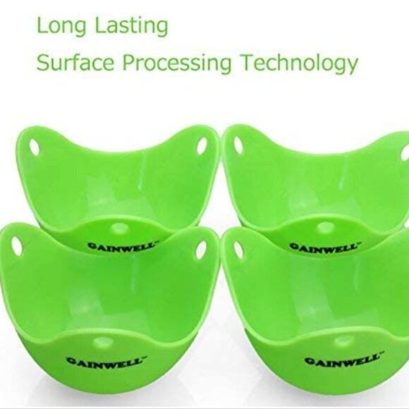 Set of 4 Stovetop Silicone Egg Poacher Molds/Cups by Gainwell #28B - Picture 6 of 9